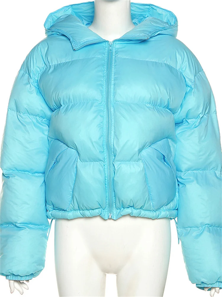 Winter Streetwear Coats Puffer Jackets For Women 2023 Long Sleeve Zipper Hoodie Top Bubble Casual Keep Warm Outdoor Wholesale