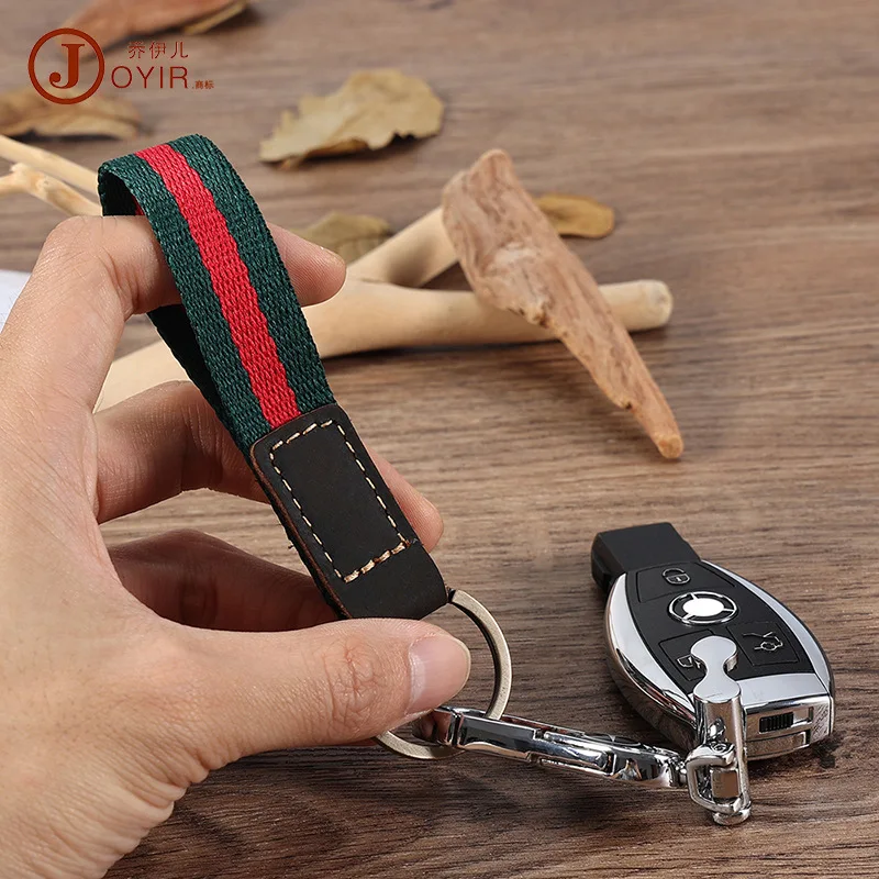 

Универсальный брелок для ключей из натуральной кожи, роскошный нейлоновый модный аксессуар для автомобиля с защитой от потери в подарок бо...