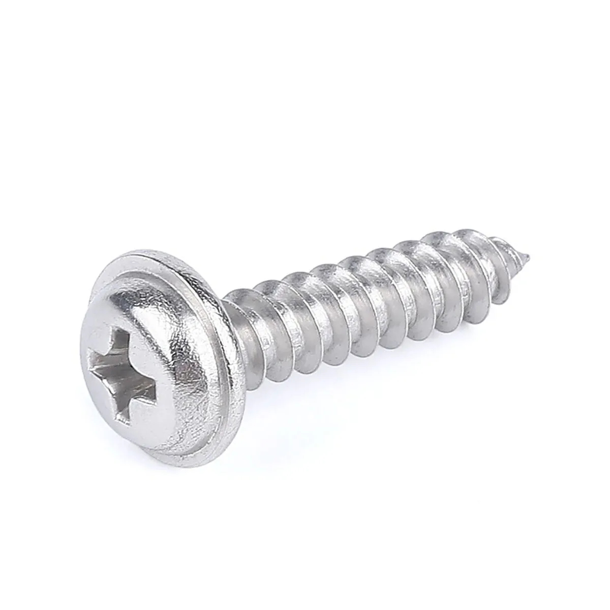 M2 M2.3 M2.6 M3 M4 A2 304 Stainless Steel PWA Cross Phillips Pan Round Head With Washer Collar Self Tapping Screws images - 6