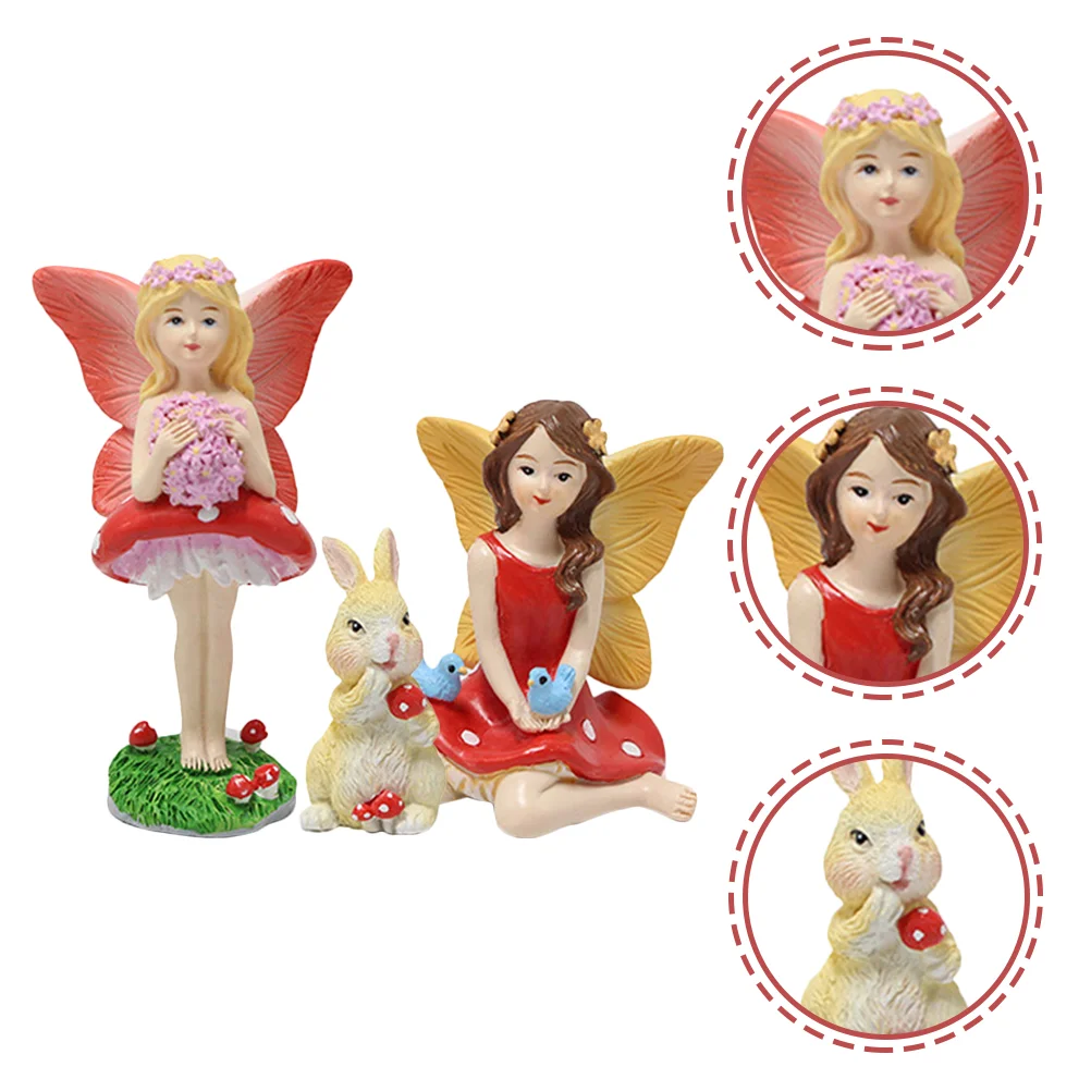 

3Pcs Miniature Rabbit Figure Miniature Resin Fairy Figurine Easter Party Decoration