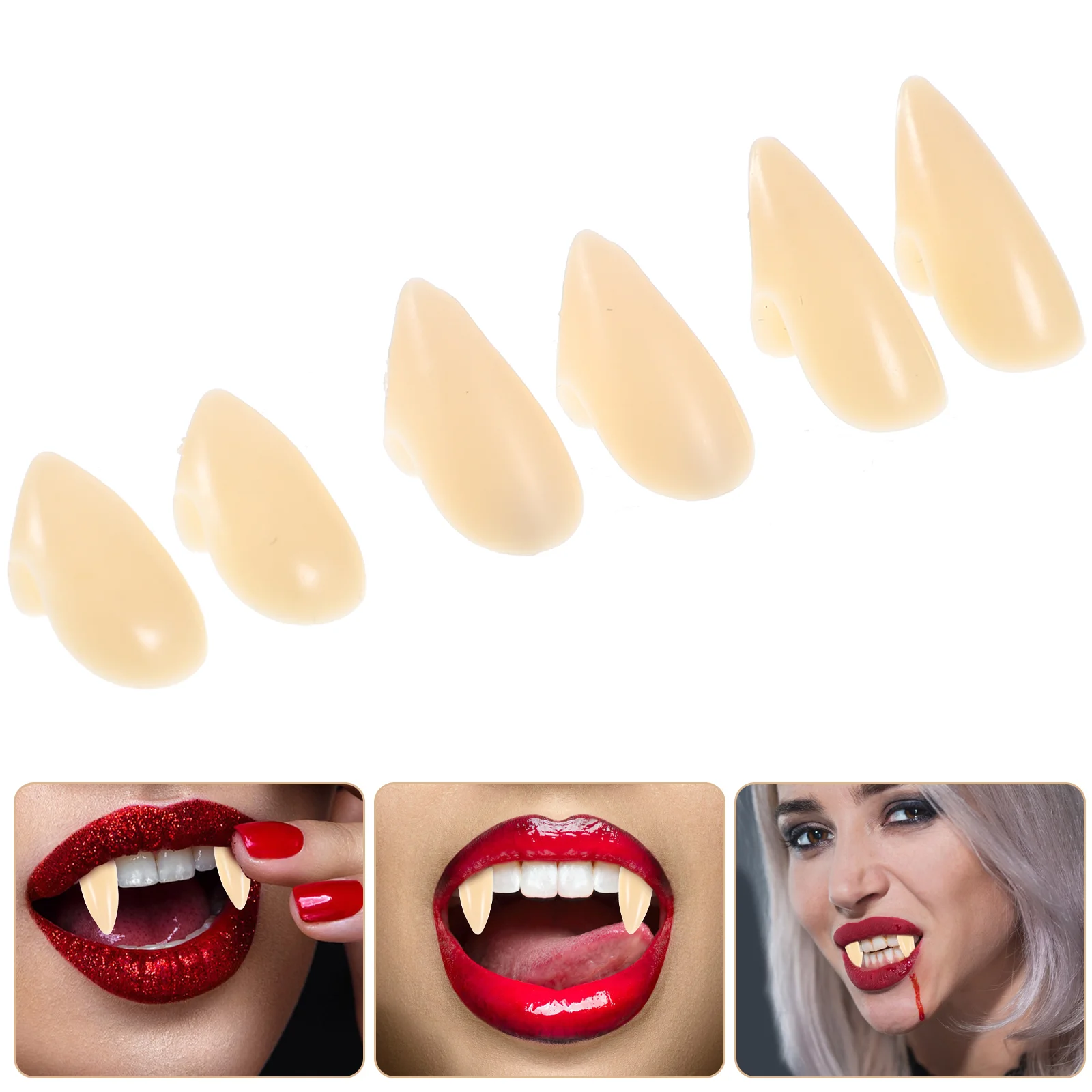 

Custom, Custom Fangs for Party Props 3 Pairs ( White )