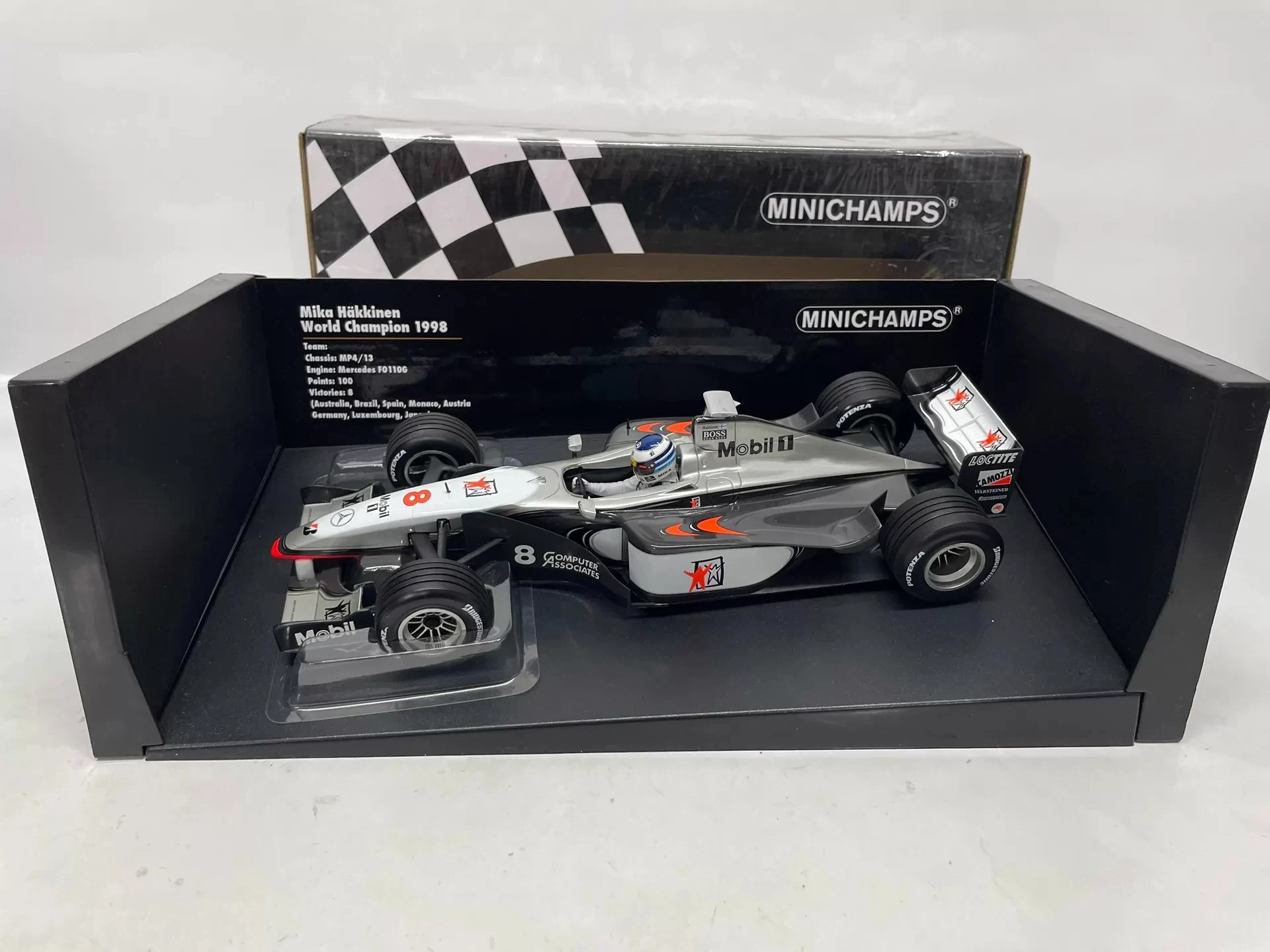 Фото Minichamps 1:18 F1 MP4/13 Hakkinen 1998, коллекционная модель автомобиля из смолы и металла, лимитированная серия, подарок №2
