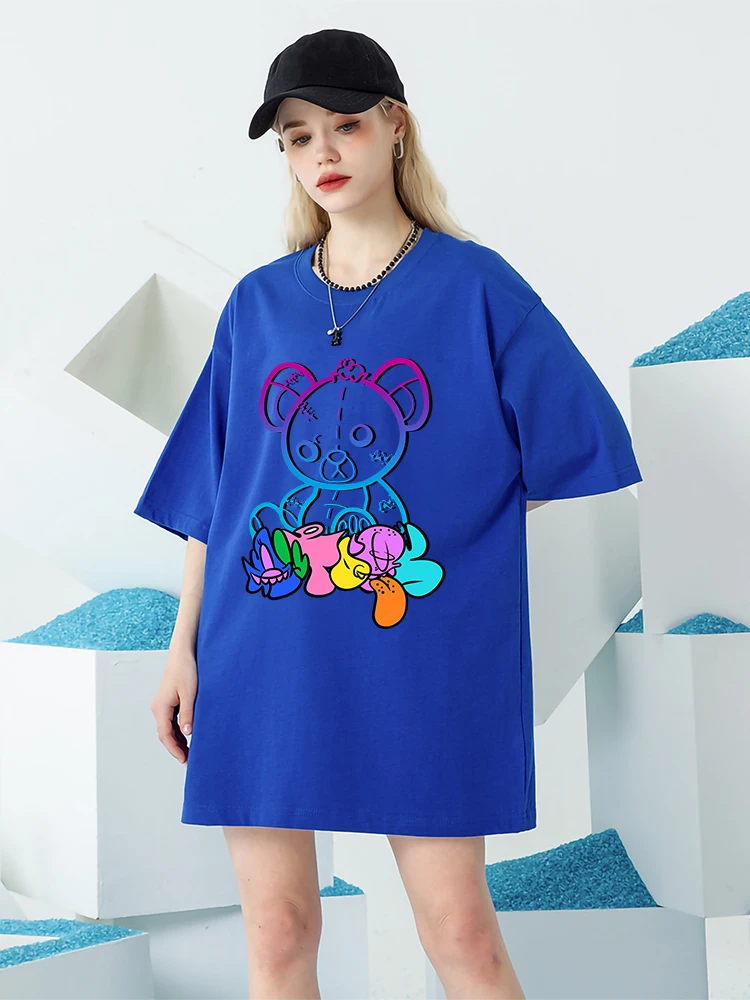 

Kawaii Muppets Bear Sit Here женская одежда хип-хоп свободные футболки дышащие уличные брендовые Топы Высокое качество хлопок короткий рукав