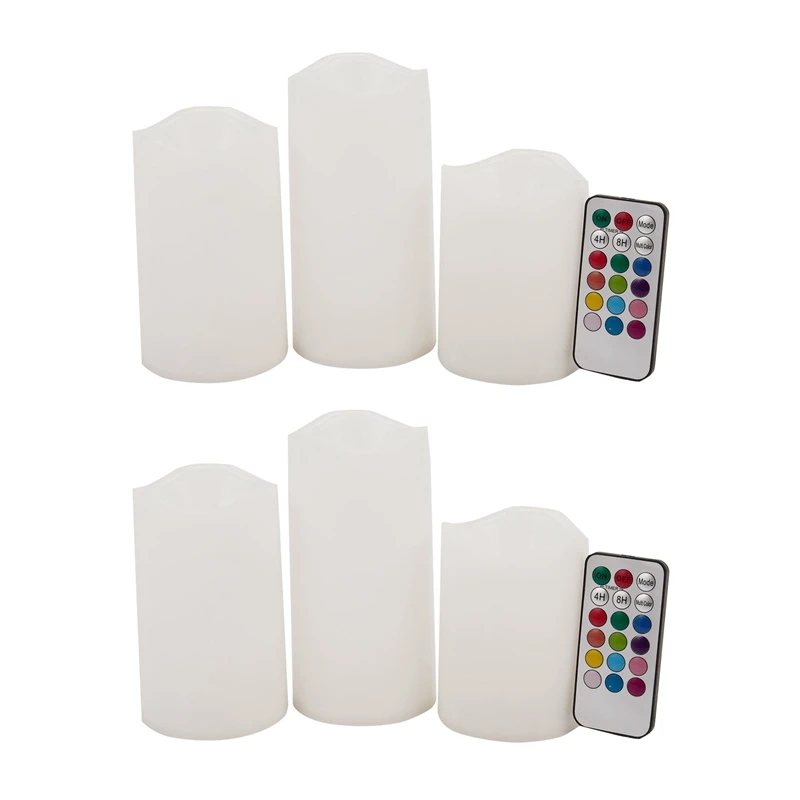 

6Pcs Set LED Multicolored Flameless Electronic Candles Outdoor & Indoor Color Changing Candles Light