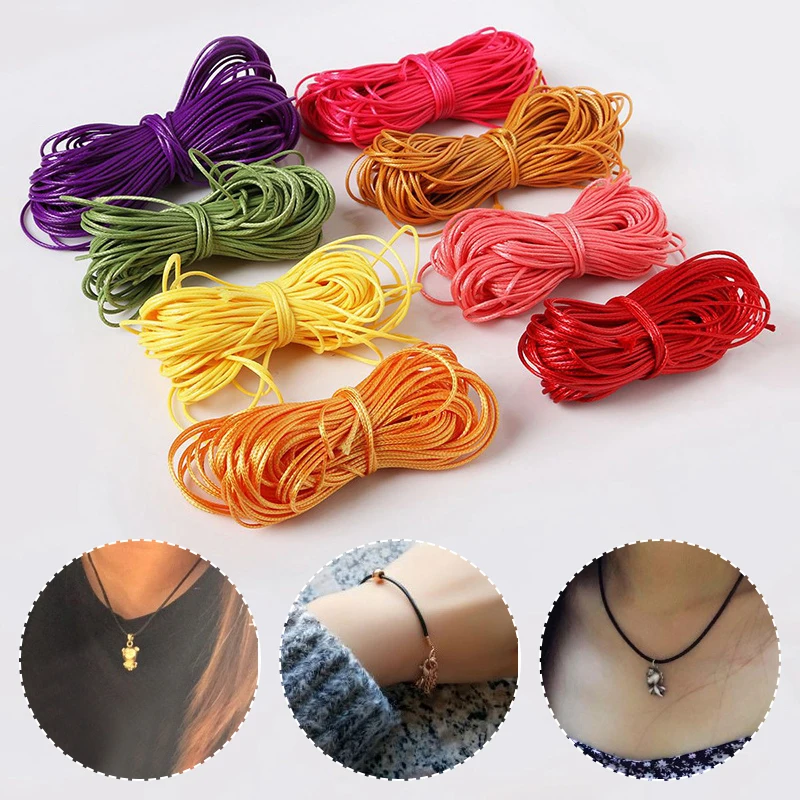 

1-2 mm Round Waxed Thread Polyester Cord Wax Coated String for Handmade Braided Bracelets DIY Leather Craft Sewing Accessories