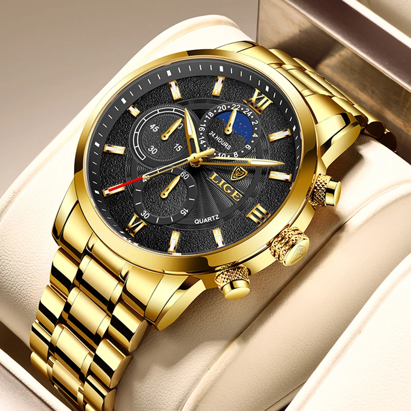 Women Watch LIGE Fashion Luxury Gold Watch For Women Casual Waterproof Quartz Ladies Stainless Steel Watch Relogio Feminino+BOX