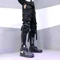 stylish japanese fashion harajuku hip hop men pants streetwear cargo pants for men ribbon pockets joggers techwear male trousers