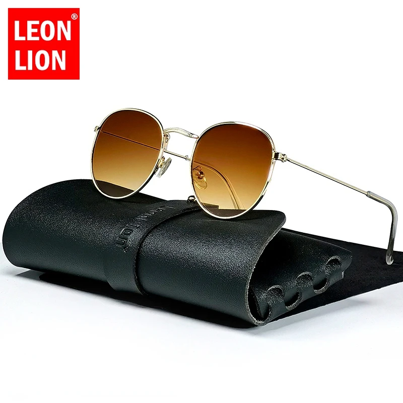  Leonlion Round Retro Sunglasses Men 2022 Round Vintage Glasses for Men/Women Luxury Eyewear Men Metal Lunette Soleil Homme UV400