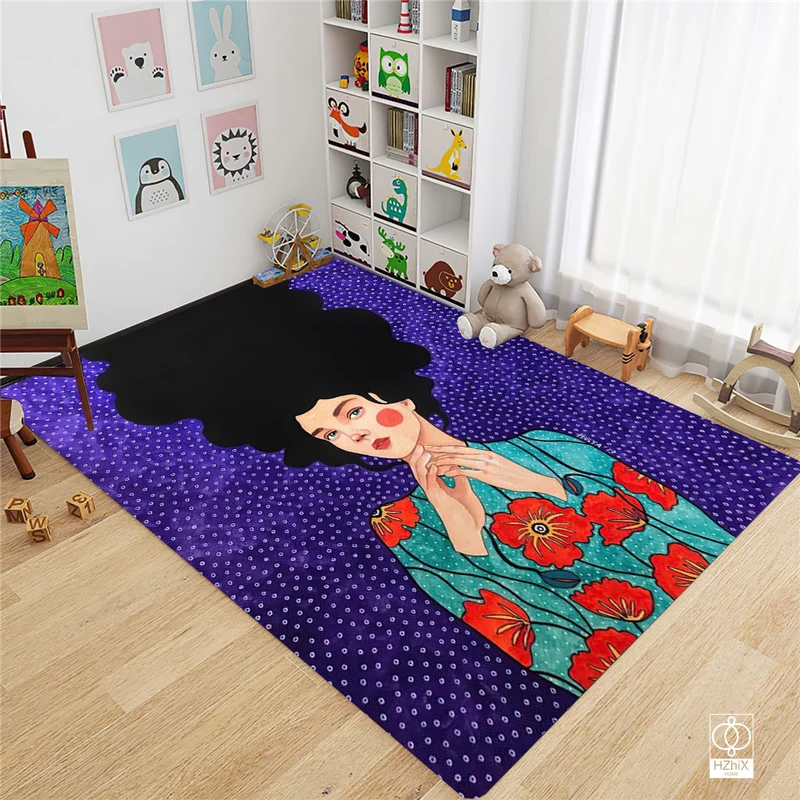 

Trendy Abstract Flowers Girl Suitable for Hall Door Rug Living Room Bedroom Kitchen Dormitory Study Party Decoration Aesthetic