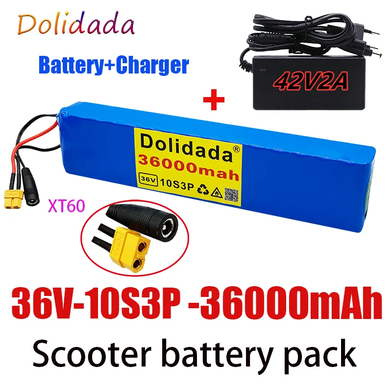 

36V 36000mah 10s3p battery 600W 42V 18650 battery pack for Xiaomi m365 Pro eBike bicycle scooter with built-in 20A BMS+ charger