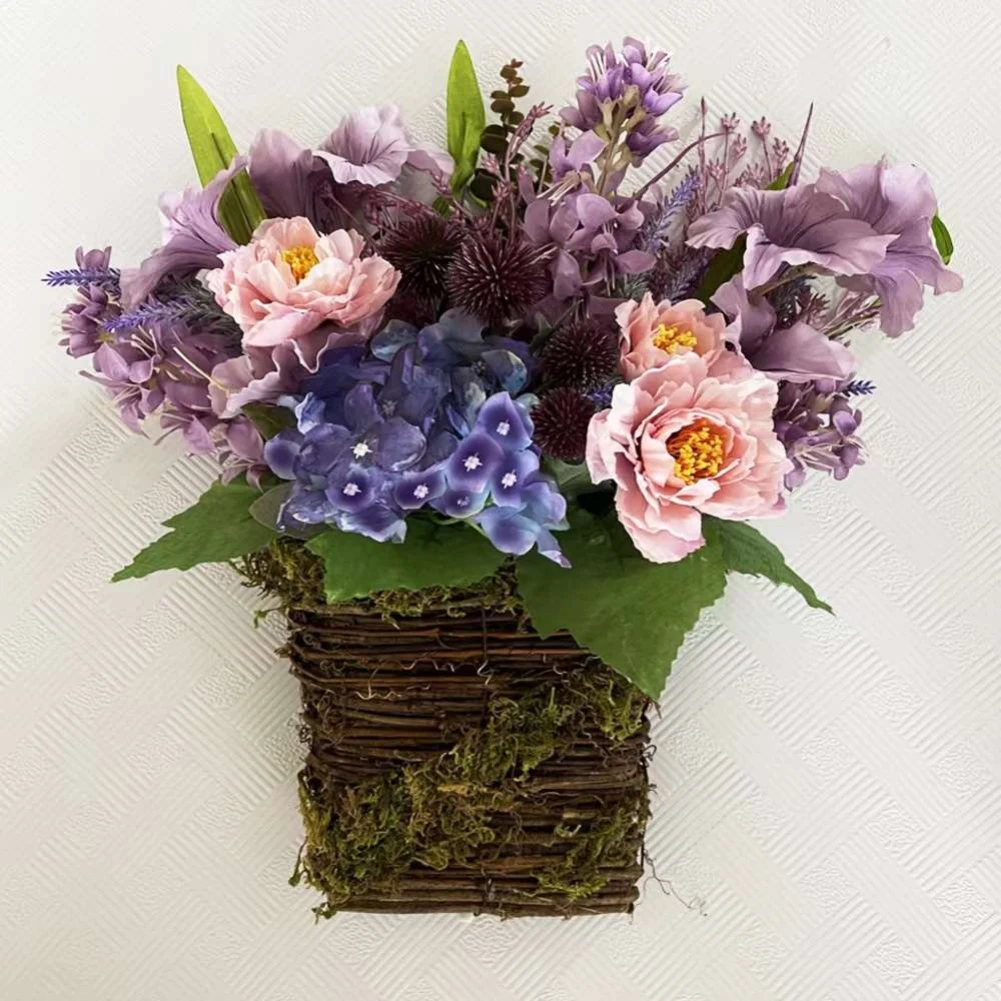 

Lavender Wreaths For Front Door Artificial Flower Lavender With Baskets Mothers Day Spring Wreath Floral Garland Window Decor