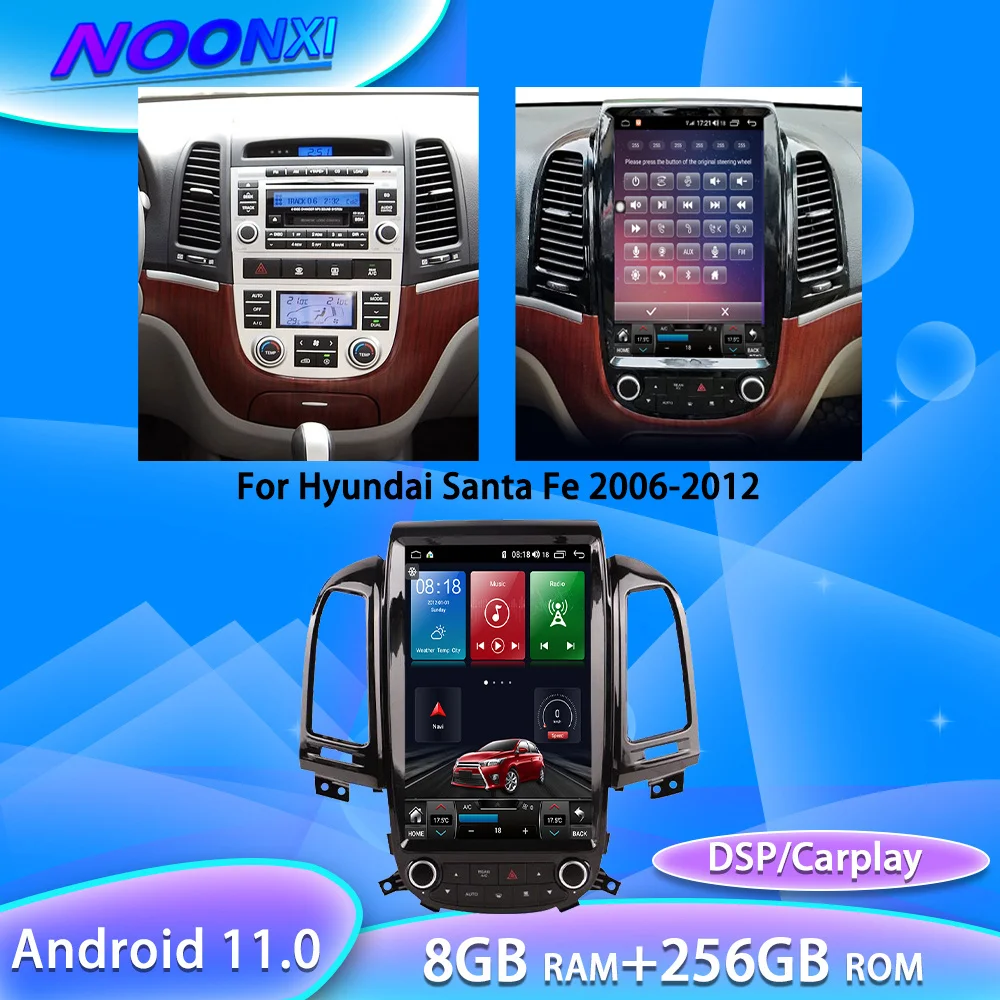 

8G+256GB Android 11.0 For Hyundai Santa Fe 2006-2012 IPS Car Radio Multimedia Player Auto Stereo Recorder Head Unit DSP Carplay