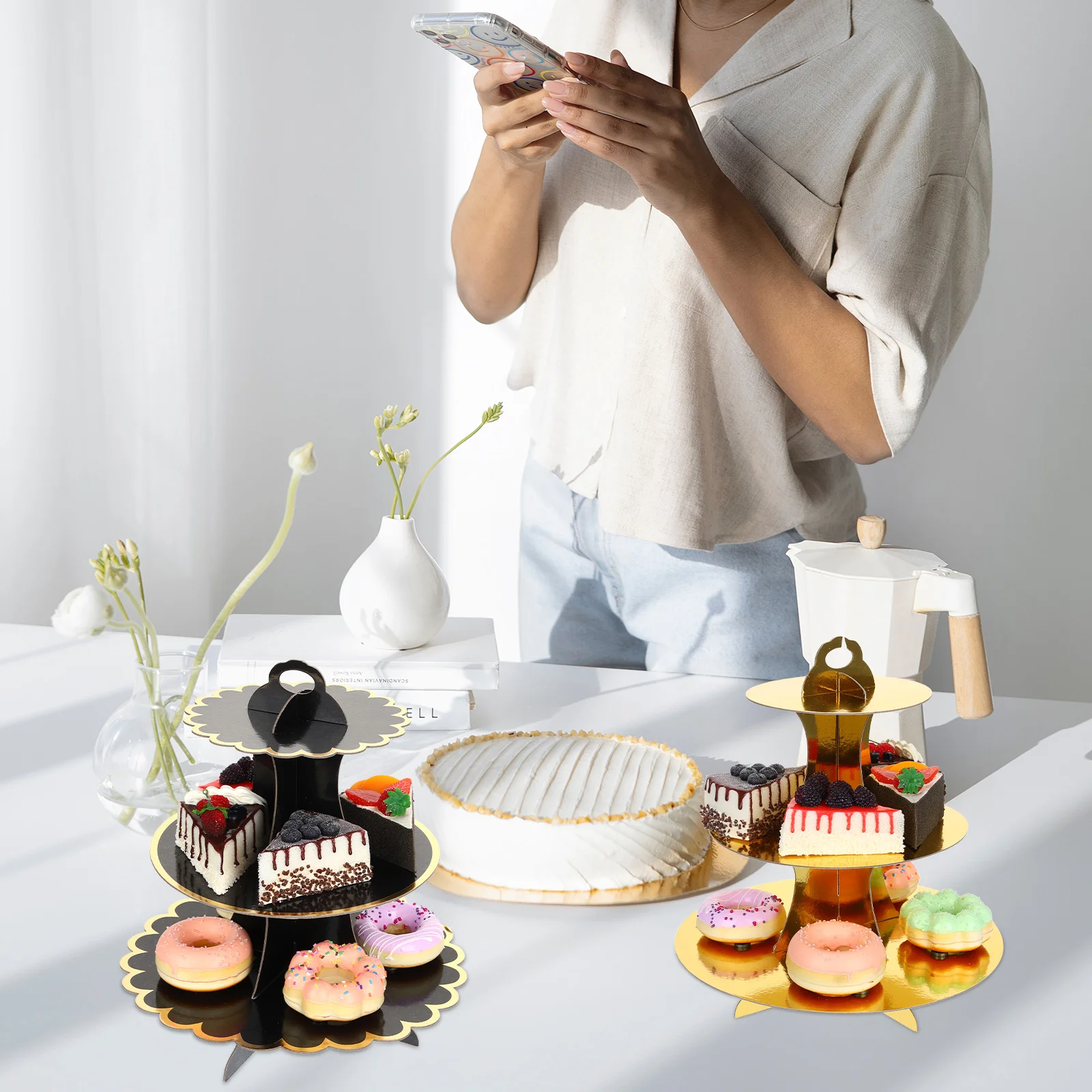 Настольная витрина подставка для торта многослойные полки с коровьим принтом