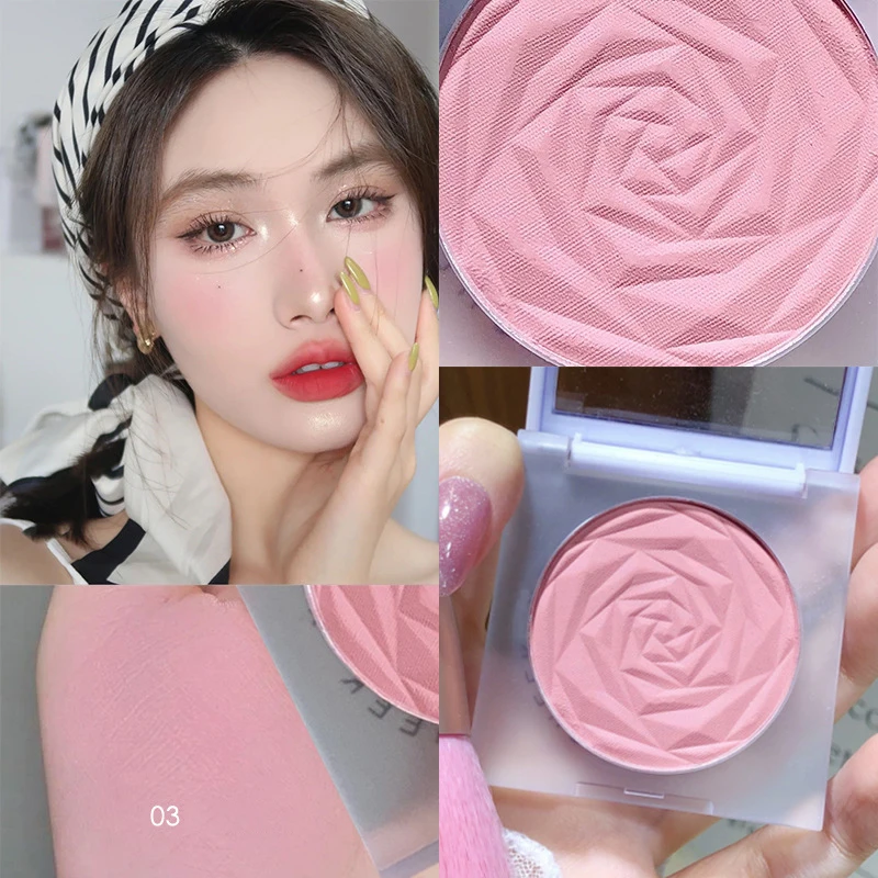 

Rose Monochrome Blush Contour Powder Makeup Palette Natural Brightens Face Cheek Blusher Nude Peach Blue Rouge Pigment Lasting