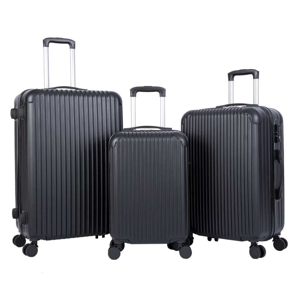 

SUGIFT 3 Piece Luggag Sets Nested Spinner Suitcase with TSA Lock and 360° Spinner Wheels 20/24/28 inch Suitcase Sets, Black