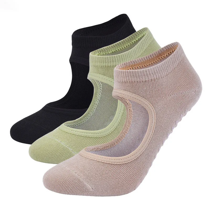 Backless Women Pilates Socks Anti-Slip Breathable Yoga Socks Ankle Ladies Ballet Dance Sports Socks for Fitness Gym
