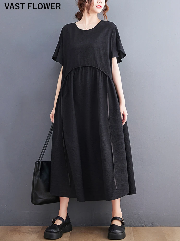 

Женское длинное платье с цветочным принтом, кружевное свободное Повседневное платье с V-образным вырезом и коротким рукавом, элегантная оде...