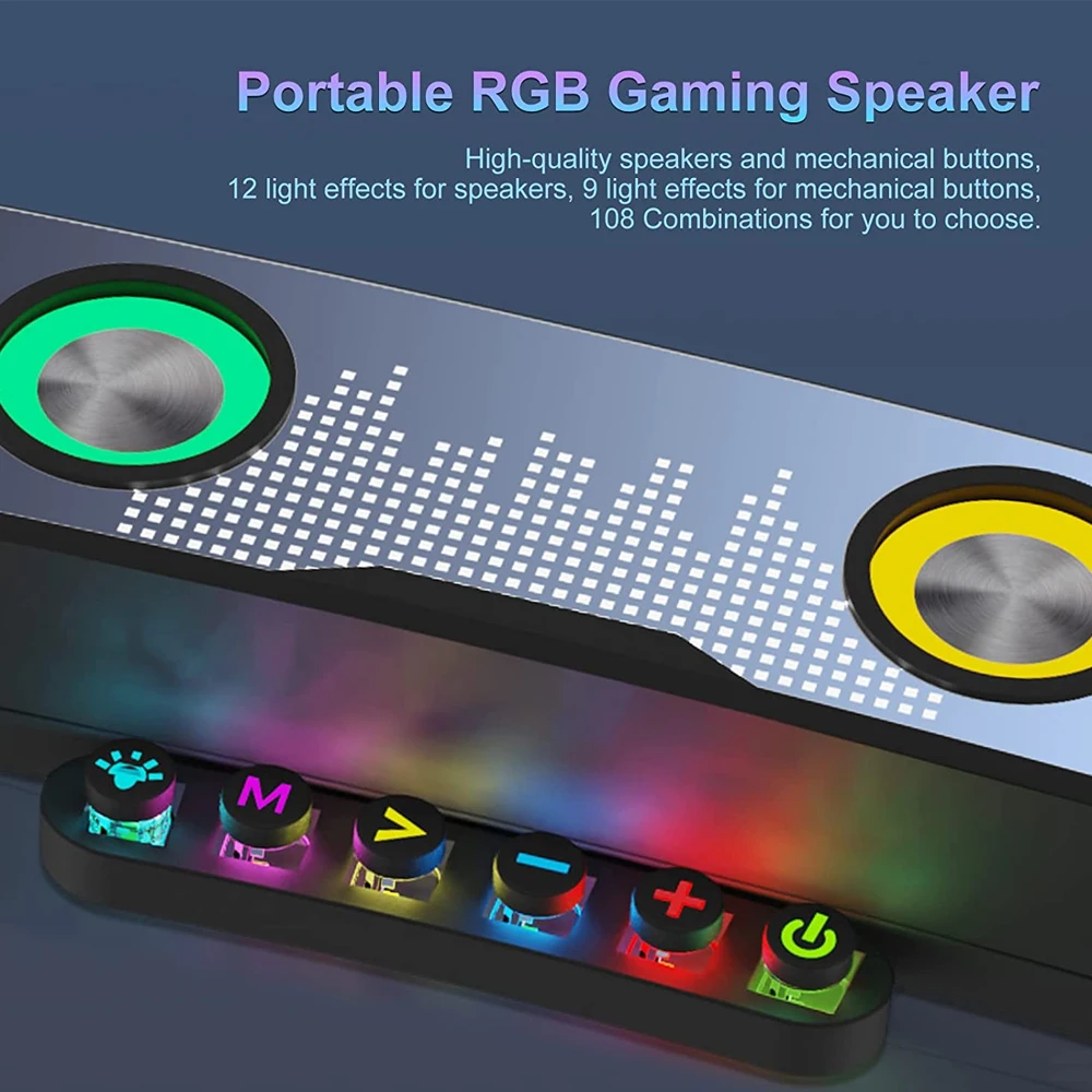 RGB Gaming Bluetooth PC Speaker10W Powerful Bass Sound HD True Wireless Stereo FM Radio Integrated Microphone  for Tablet enlarge
