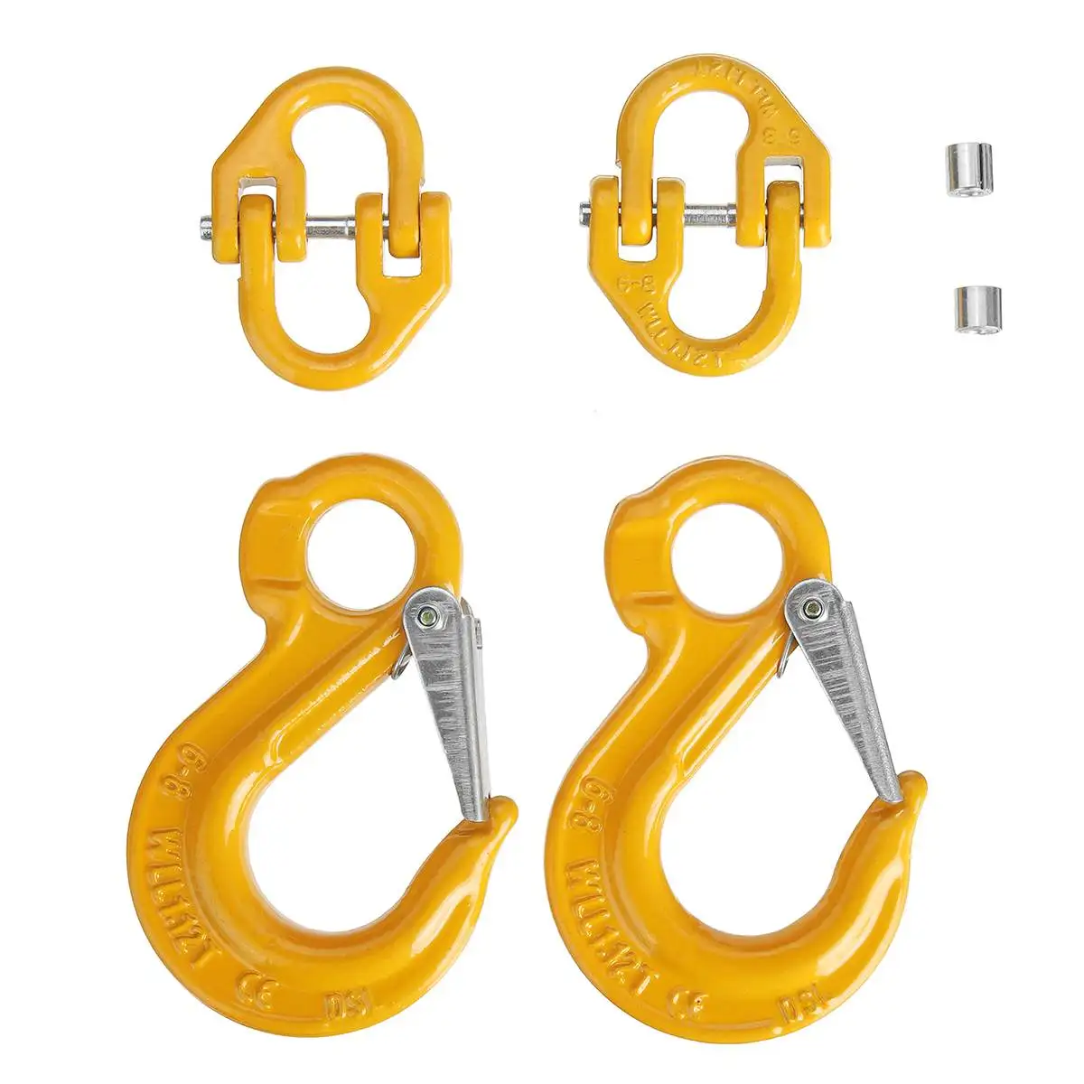 

2x 6mm Hammerlock + Eye Sling Hook G80 Alloy Steel Safety Chain Caravan Trailer Connecting Extend
