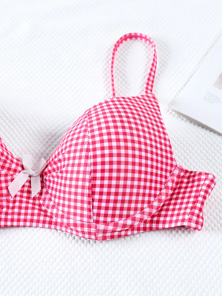 Бикини пуш-ап Женский бандажный купальник 2024 в клетку с принтом сексуальное