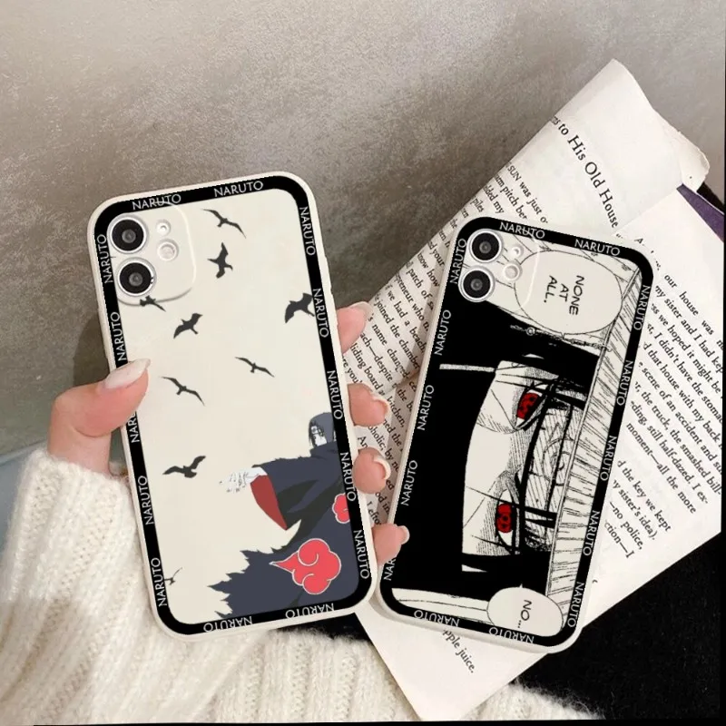 

Akatsuki Uchiha Itachi Anime Naruto Phone Case For Iphone 11 12 13 PRO MAX X XS XR Mini 6 6S 7 8 PLUS Se 2020 White Cover