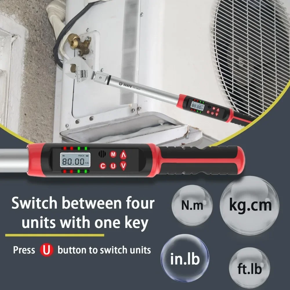 Регулируемый Цифровой Динамометрический ключ для 5-99.6ft-lbs/6.8-135N-m 14 × 18 мм открытый