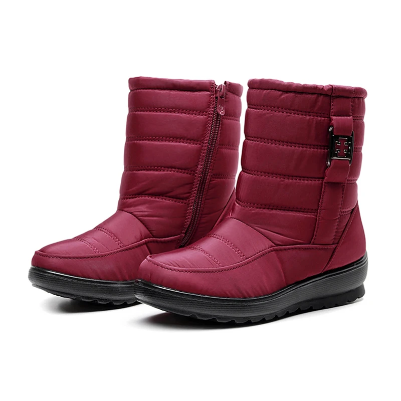 

Snow Boots Women New Boots Ladies Zipper Platform Ladies Shoes Flat Waterproof Ankle Boots Plush Botas Mujer Winter Shoes