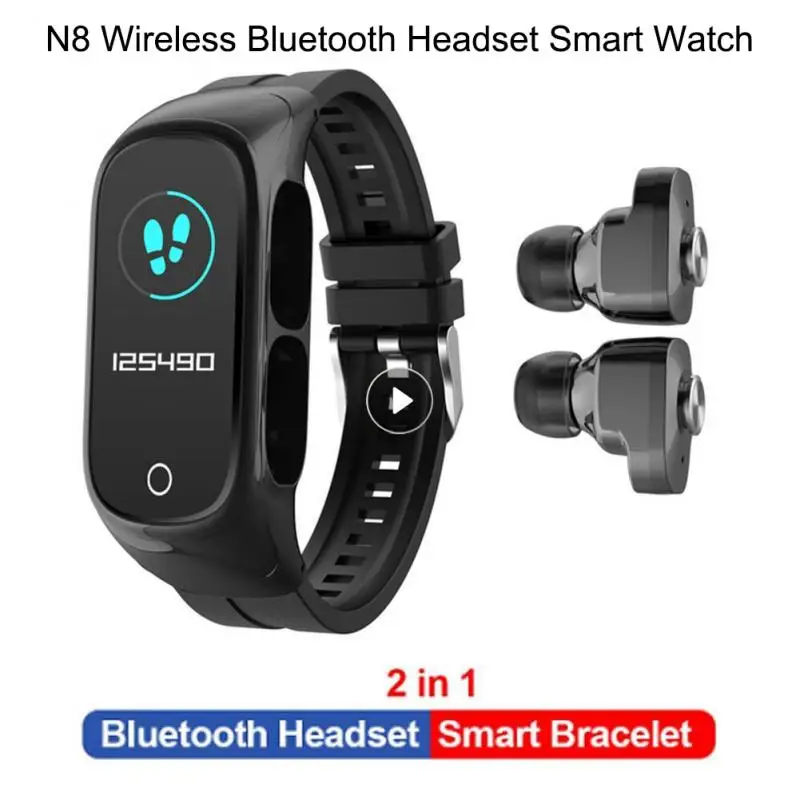 New N8 Smart Watch 2 In1 Multifunctional Wireless TWS Bluetooth-compatible Earphone Bracelet Fitness Tracker Wristband Headset