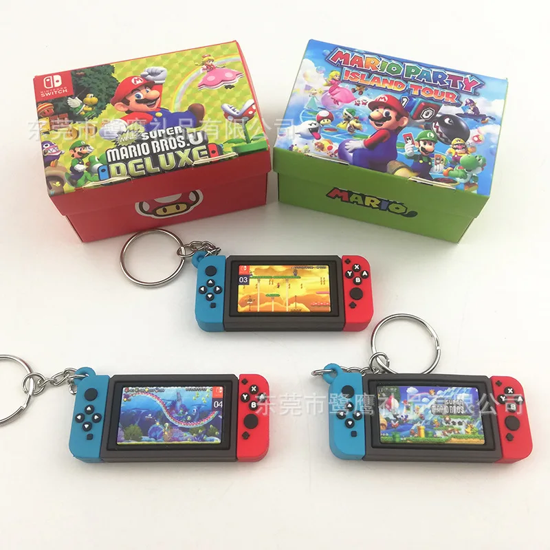 

Super Mario Anime Figure Switch Game Console Plastic Handle Keychain Bag Keyring Ornament Accessories Kids Toys Birthday Gifts