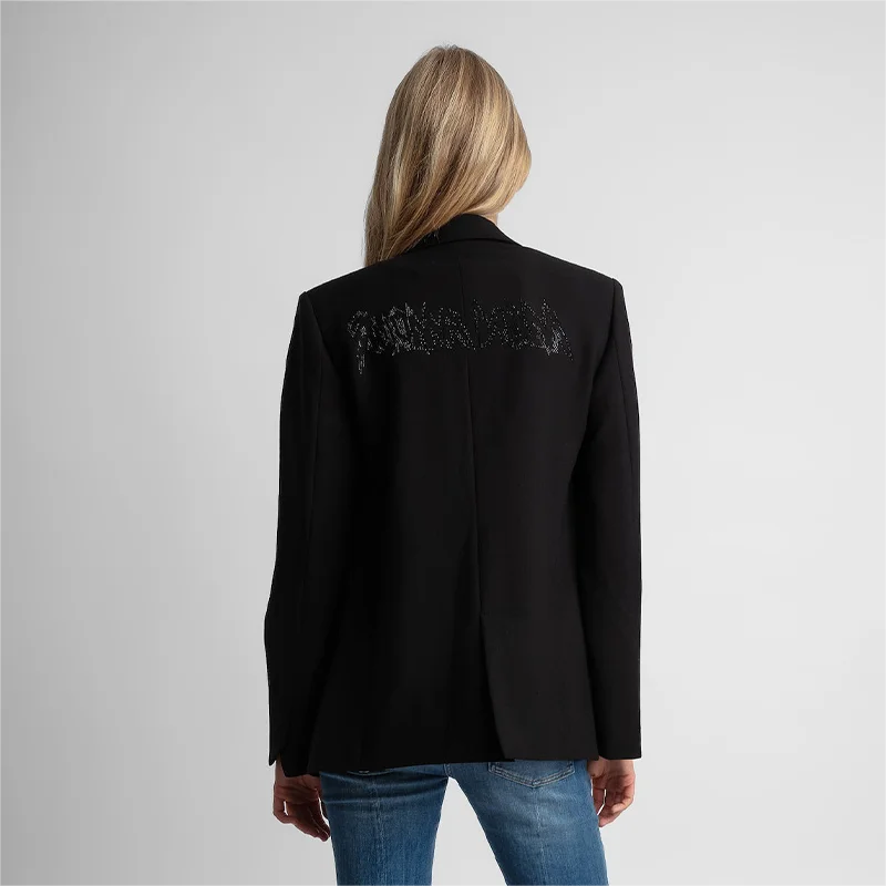 Zadig женский черный пиджак классический офисный костюм со стразами топы модный