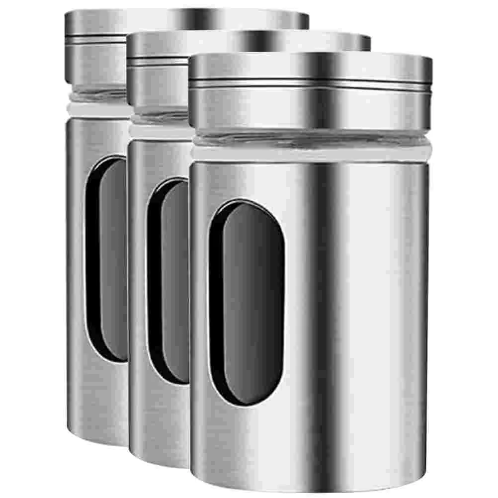 

Seasoning Salt Shaker Jar Spice Glass Kitchen Shakers Jars Pepper Steel Containers Dispenser Condiment Sugar Bottles Container