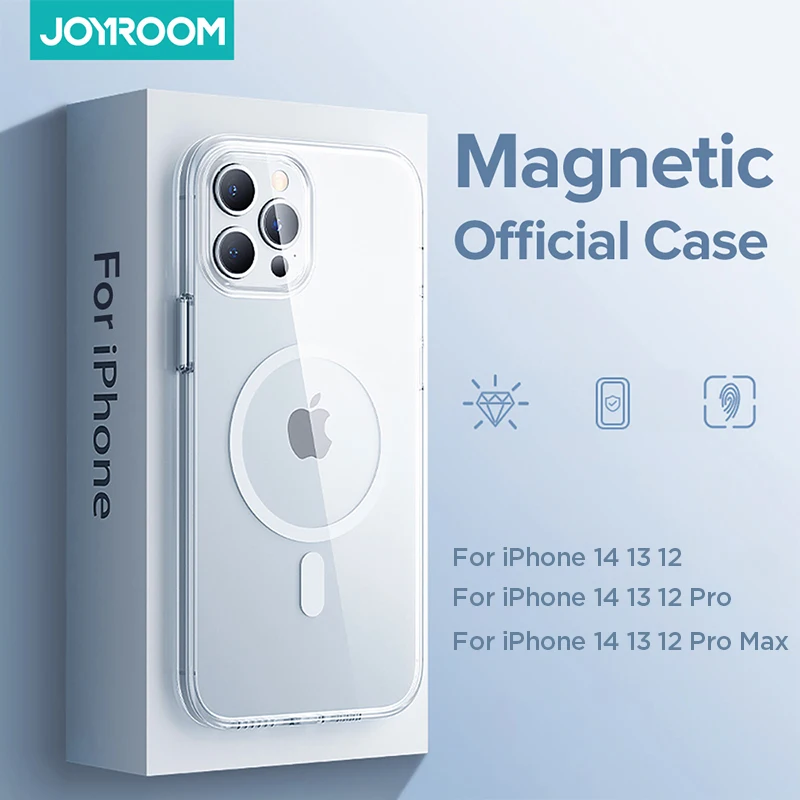 

Joyroom Magnetic Case For iPhone14 13 12 Pro Max Transparent Cover For iPhone 13 Pro Max Case Wireless Charger Magnet Back Cover