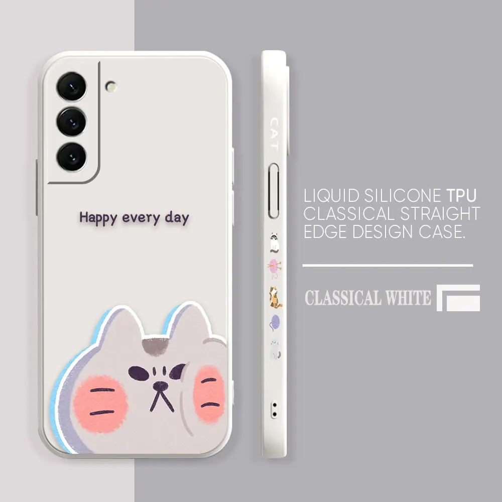 Case For Samsung Galaxy S23 S22 S21 S20 FE S11 S11E S10 S10E S30 Ultra Plus 4G 5G Case Fundas Cqoues Shell Happy Cute Couple Cat