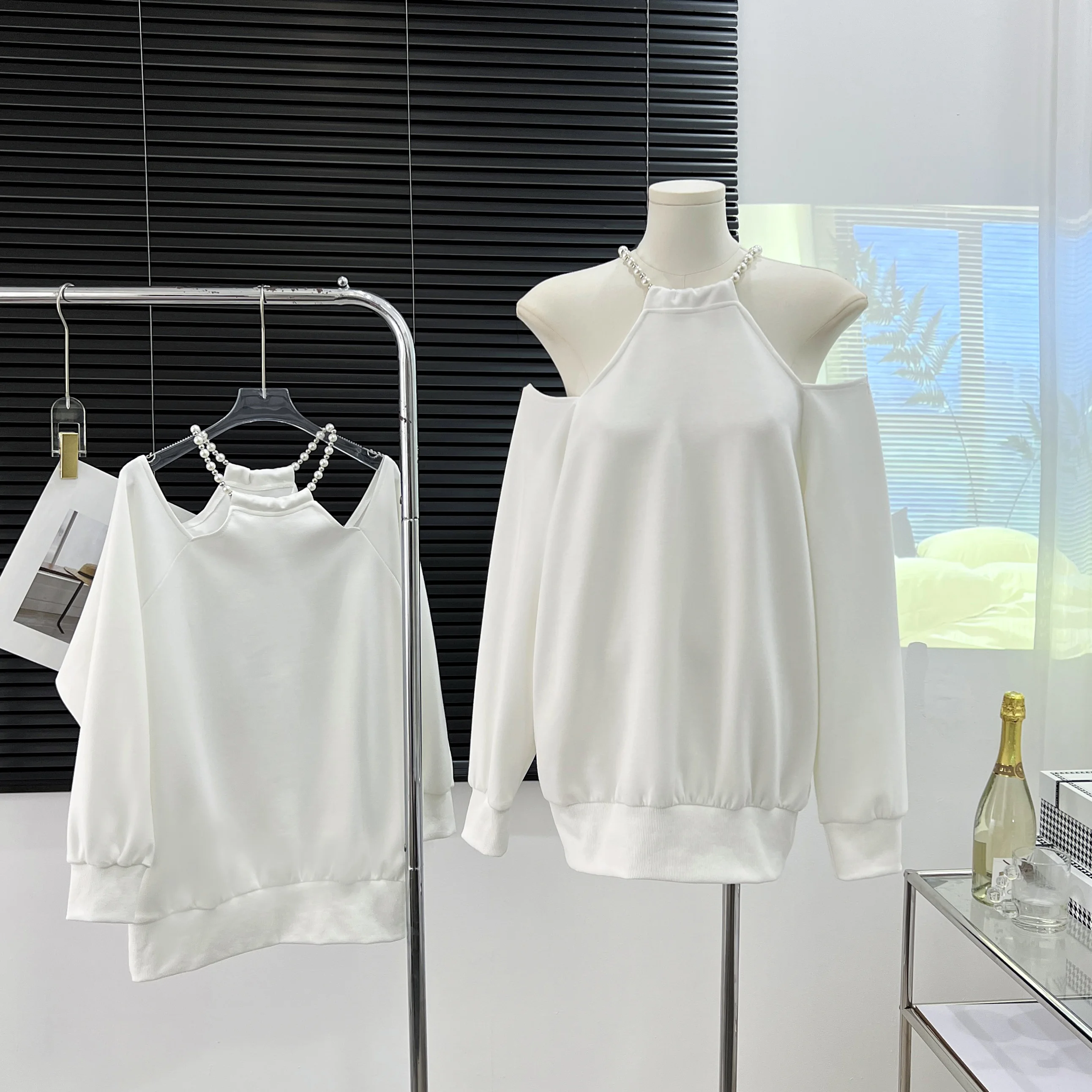 

Solid Color Basic Off-the-shoulder Hoodie Dress Loose Comfy Lady Fairy Women Skirt Summer Korean Fashion Women's Clothe