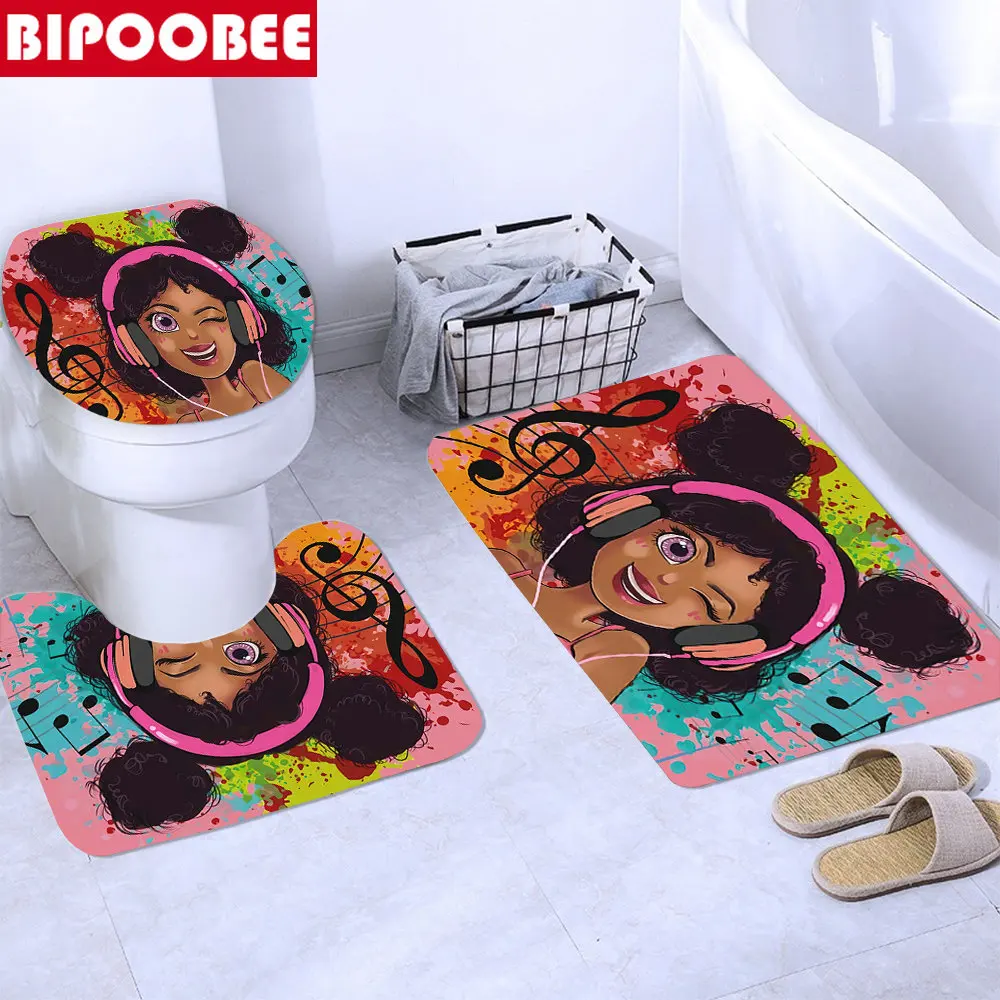 Африканская американская Женская занавеска для душа ванной комнаты в комплекте