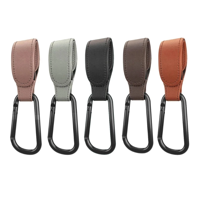Baby Stroller Hooks Clips Accessories Aluminum Alloy Carabiner for Hanging Diaper Bags PU Leather Pram Hook Hanger |