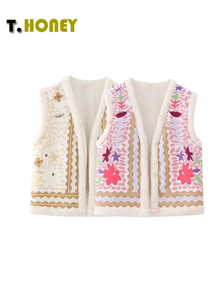 

TELLHONEY WOomen модная куртка без рукавов с цветочным принтом жилет Женский Повседневный облегающий плотный теплый наряд