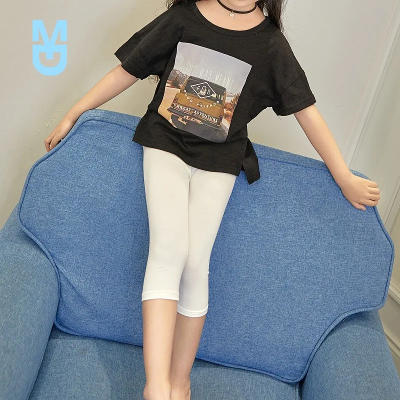 

New Summer Autumn Kids Girl Leggings toddler leggings Girls pants Skirt Leggings Modal Cotton Knee Length Trousers baby girl clo