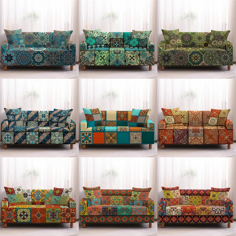 

Эластичный чехол для дивана в стиле бохо с принтом мандалы, защита от загрязнения, домашний защитный чехол для дивана с откидывающейся спинкой, эластичный чехол от кашля