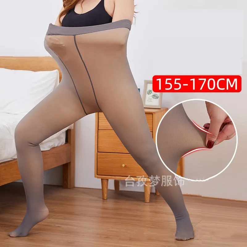 

Шелковые чулки, сексуальные зимние теплые леггинсы на флисовой подкладке, женские эластичные колготки с высокой талией, леггинсы большого ...