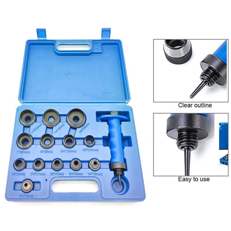 

14pcs Hollow Punch Kit Leather Punches Tools Hole Punch Kit Gasket Punch Set Gasket Cutter 3/16 to 1-3/8in (5-35mm)