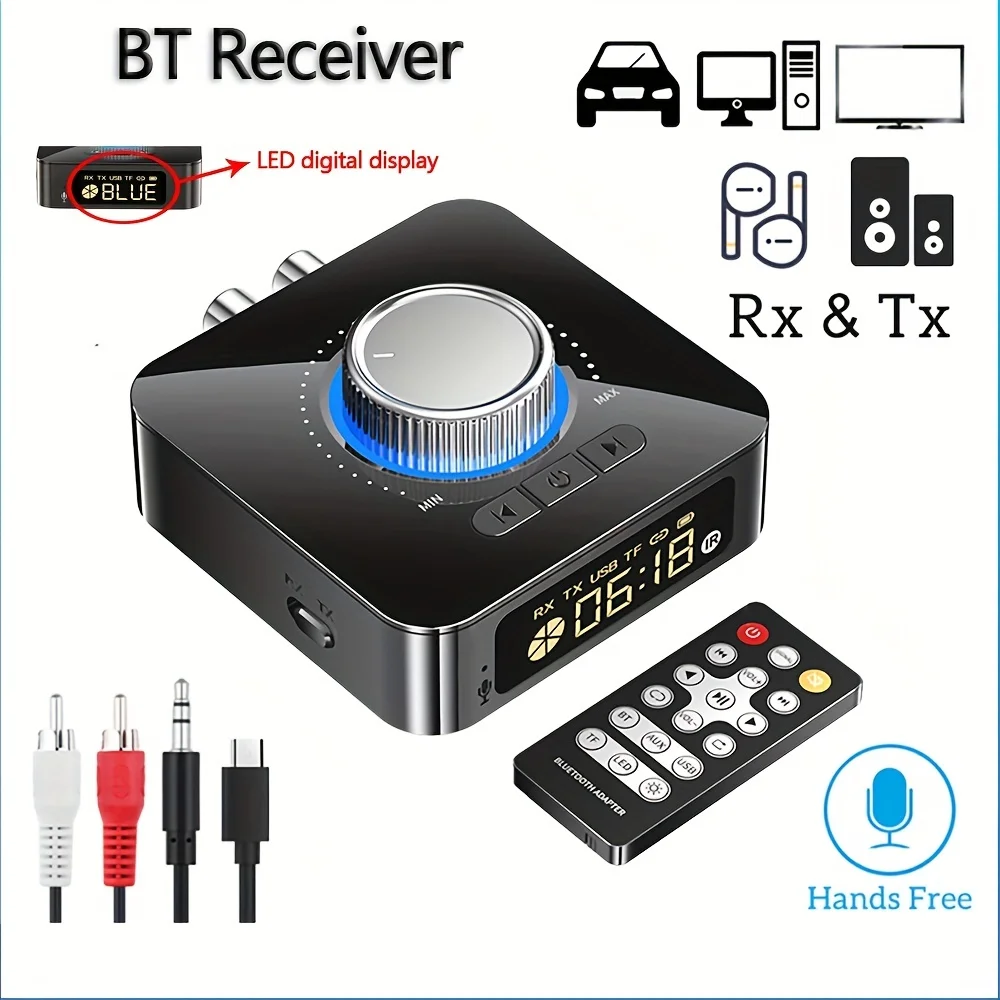 

Multifunctional BT 5.0 Receiver Transmitter 3.5mm AUX R/L RCA TF U-Disk Jack Stereo TV Car Kit Wireless Audio Adapter IR Control