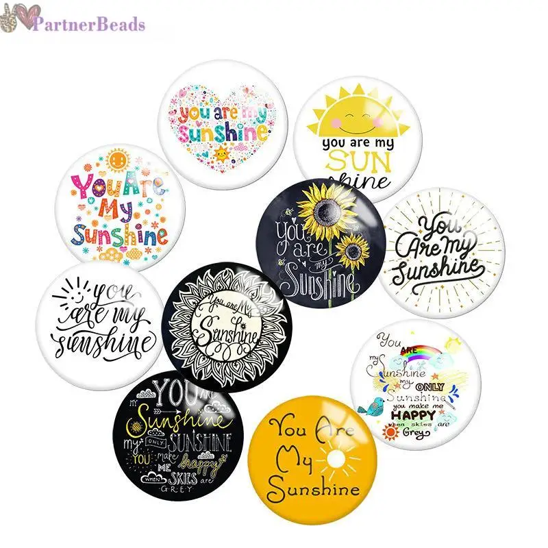 

Words You are my sunshine Round Photo Glass Cabochon Demo Flat Back Making Findings 20mm Snap Button N0931