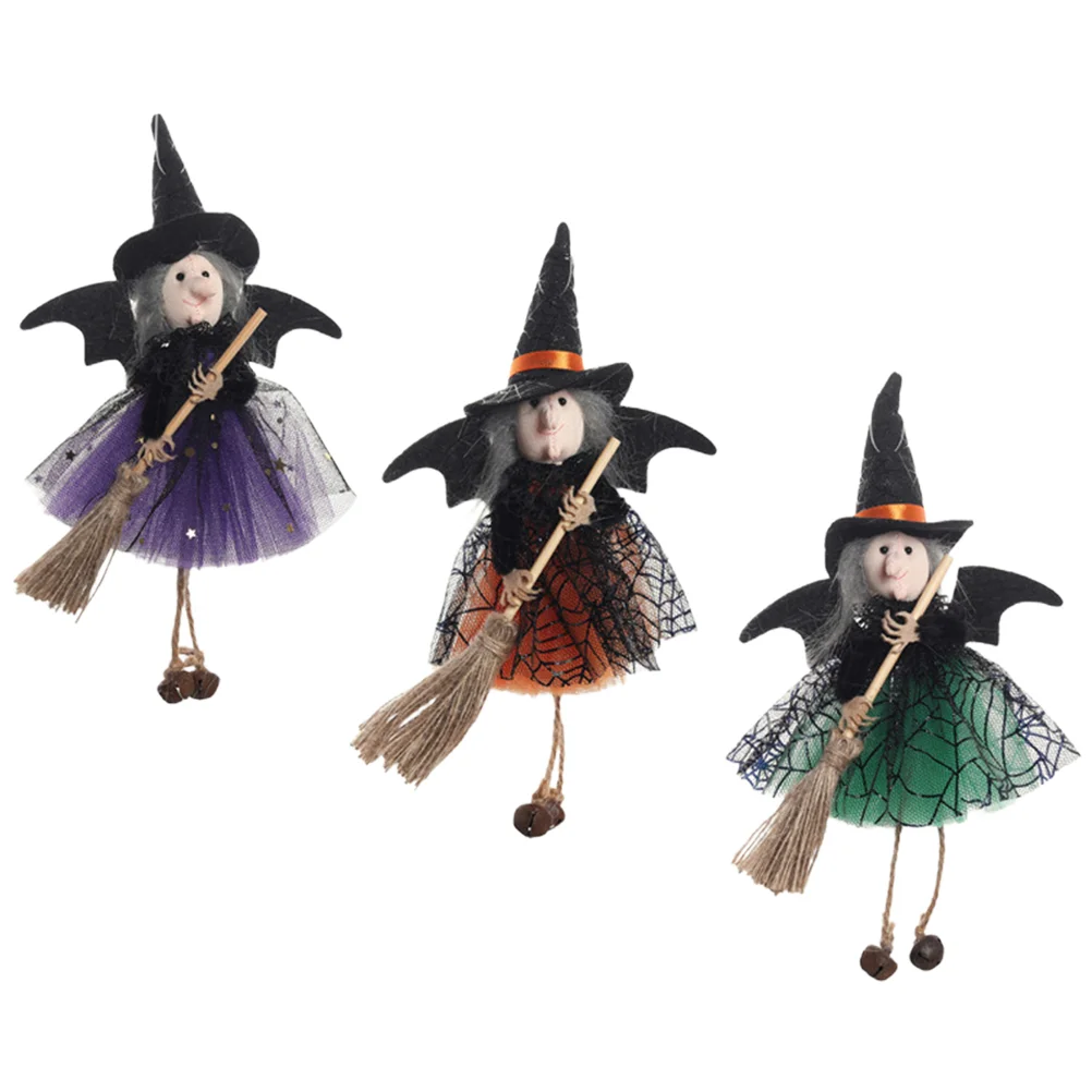 

3 Pcs The Witch Household Halloween Decor Delicate Toys Cute Hanging Fabric Figurine Fairy Figurines