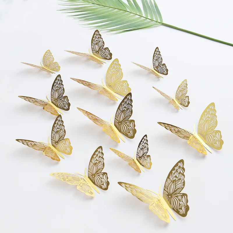 

12Pcs 3D Hollow Butterfly Wall Sticker DIY Art Kids Room Home Wall Decals Wedding Birthday Party Butterfly Decoration Fridge
