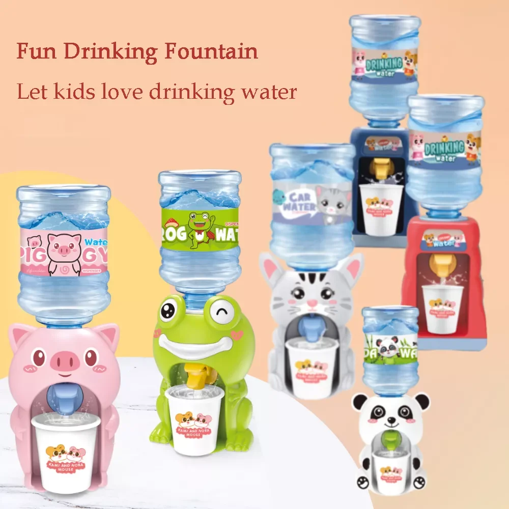 Water Dispenser for Children Kids Gift Cute Cold/Warm Water Juice Milk Drinking Fountain Simulation Cartoon Pig Kitchen Toy