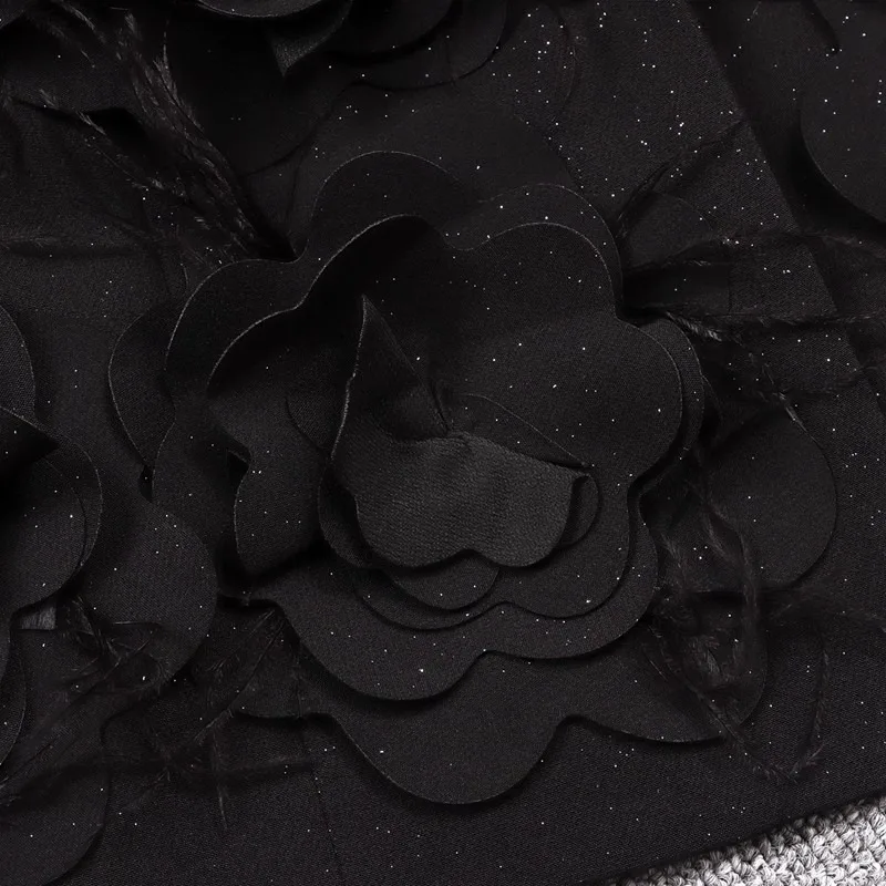 Женский блейзер с поясом приталенный Блейзер объемными цветами и перьями модная