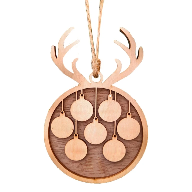 

Christmas Wood Pendant Deer Antler Tree Hanging Ornaments Christmas Decorations for Home 2024 New Year Holiday Party