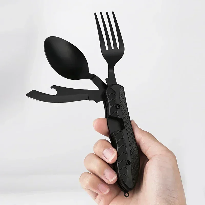 

Portable Bottle Opener Knife Outdoor Utensils Fork Multitool Combo Cutlery Stainless Set Camping Steel Spoon Foldable