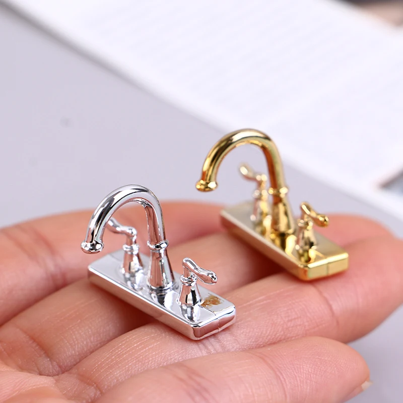 

2Pcs/set Dollhouse Miniature Bathroom Kitchen Furniture Accessories Faucet Tap Simulation Toys Gift For Doll House Decor